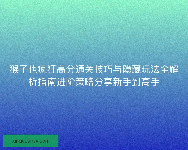 猴子也疯狂高分通关技巧与隐藏玩法全解析指南进阶策略分享新手到高手